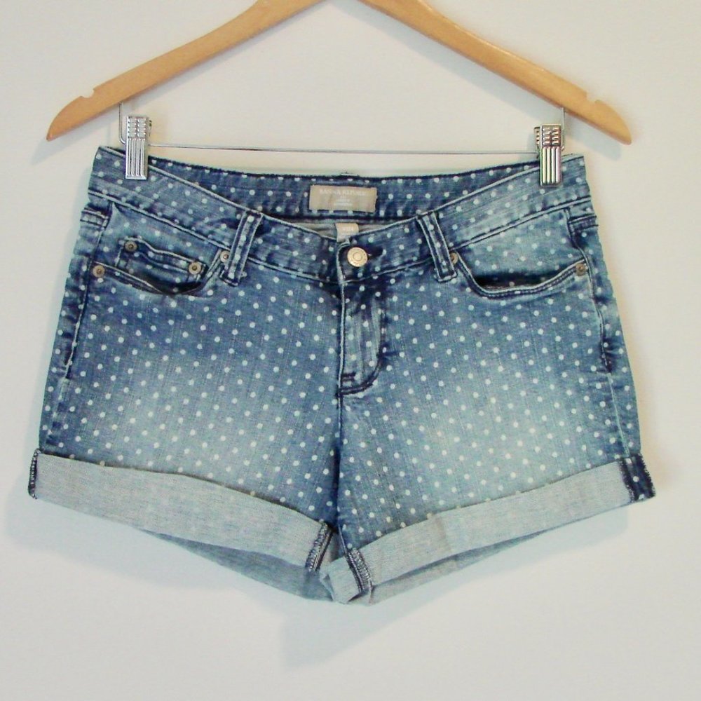 Banana Republic Stretch Denim Polka Dot Cuffed Jean Shorts Size 27 4